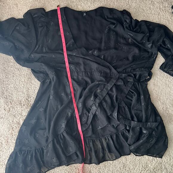 Torrid Star Surplice Ruffle Hem Wrap Top Black 3X 22-24 - Picture 8 of 8